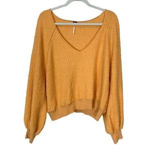 Free People Sweater Oversized Large Boxy Cropped Popcorn Textured